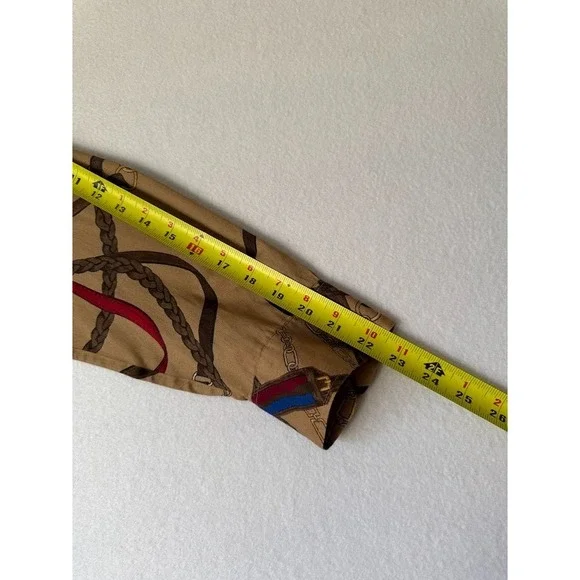 Lauren Ralph Lauren Shirt Women Size 2X Beige Equestrian Print Cotton Button Up - Picture 5 of 16